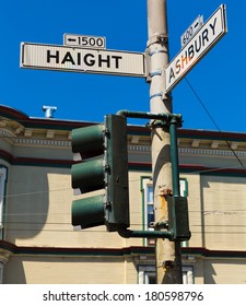 San Francisco Haight Ashbury Street Sign Junction Corner In California USA