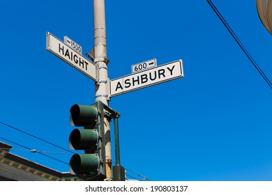 San Francisco Haight Ashbury Street Sign Junction Corner In California USA