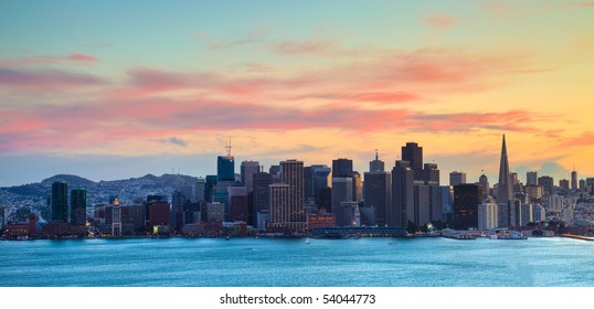 San Francisco HDR Panorama At Dusk.