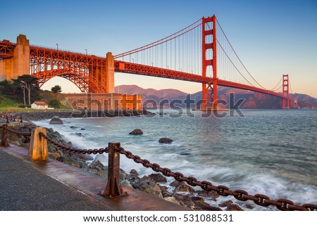 San Francisco .Image of Golden Gate Bridge in San Francisco, California during sunrise.