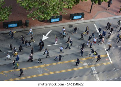 SAN FRANCISCO - JULY 14: Demonstrators March In Embarcadero To Protest Justice For Trayvon Martin On July 14, 2013 In San Francisco, CA. The Verdict Said George Zimmerman Was Not Guilty.