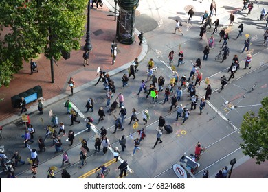 SAN FRANCISCO - JULY 14: Demonstrators March In Embarcadero To Protest Justice For Trayvon Martin On July 14, 2013 In San Francisco, CA. The Verdict Said George Zimmerman Was Not Guilty. 