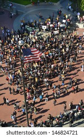 SAN FRANCISCO - JULY 14: Demonstrators March In Embarcadero To Protest Justice For Trayvon Martin On July 14, 2013 In San Francisco, CA. The Verdict Said George Zimmerman Was Not Guilty. 