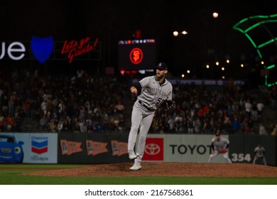 San Francisco - June 8, 2022: Colorado Rockies Pitcher Daniel Bard Delivers A Pitch Against The San Francisco Giants At Oracle Park.