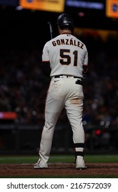 San Francisco - June 8, 2022: San Francisco Giants Luis Gonzalez Steps Into The Batters Box During A Game Against The Colorado Rockies At Oracle Park.