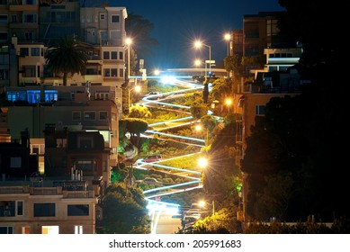 San Francisco Lombard Street At Night