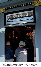 SAN FRANCISCO - MAY 17 2015:Medical cannabis dispensary. California became the first state to enact protections for medical cannabis patients when voters approved the Compassionate Use Act, in 1996.