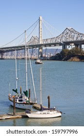 San Francisco New Bay Bridge And Boats