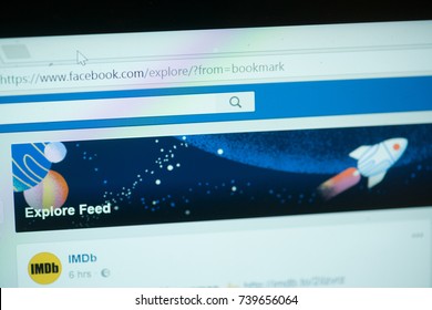 San Francisco, October 10, 2017: New Second Facebook Timeline Explore Feed On Laptop Screen