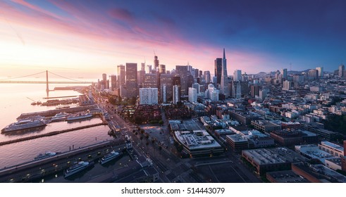 San Francisco panorama at sunrise with waterfront and downtown. California theme background. Art photograph. - Shutterstock ID 514443079