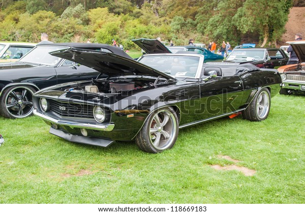 SAN FRANCISCO\
- SEPTEMBER 29: A 1969 Chevrolet Camaro SS Convertible  is on\
display during the 2012 Jimmy\'s Old Car Picnic in Golden Gate Park\
in San Francisco on September 29,\
2012