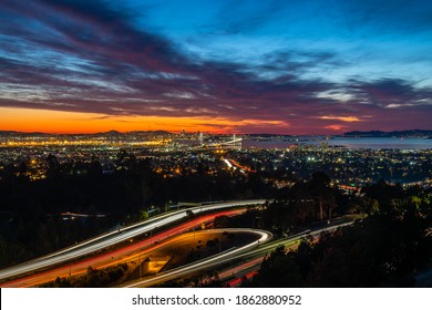 San Francisco Skyline At Dusk From The Oakland Hills