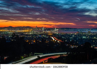 San Francisco Skyline At Dusk From The Oakland Hills