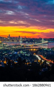 San Francisco Skyline At Dusk From The Oakland Hills