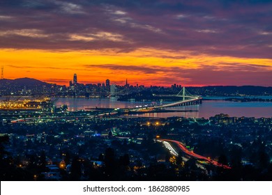 San Francisco Skyline At Dusk From The Oakland Hills