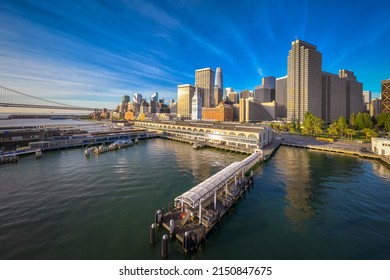 San Francisco Skyline And Ferry Building Aerial Cityscape View Over SF Bay, California, USA