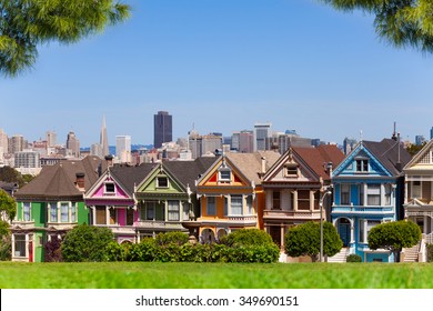 San Francisco Skyline And Painted Ladies