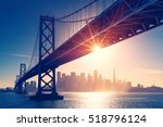 San Francisco skyline retro view. America spirit - California theme. USA background.