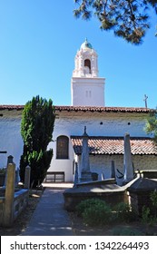 San Francisco, Usa, 06/11/2010: The Bell Tower Of The Mission San Francisco De Asis, Or Mission Dolores Basilica Church, Founded In 1776 And Used As Location In The Movie Vertigo By Alfred Hitchcock