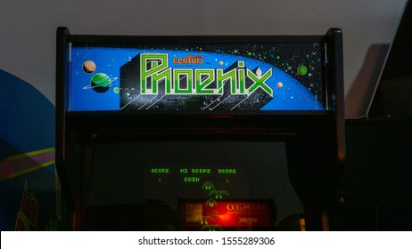 San Francisco, USA - August 2019: Vintage Arcade Game Phoenix In Musee Mecanique - Mechanical Museum In San Francisco