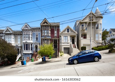 San Francisco, USA - July 14, 2017 : Steep street in San Francisco, USA