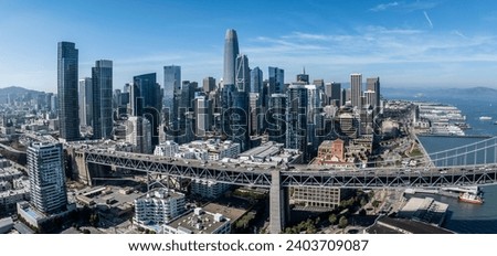 San Francisco, USA, panoramic aerial landscape view of Skyscraper Skyline of 