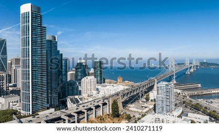 San Francisco, USA, panoramic aerial landscape view of Skyscraper Skyline of 
