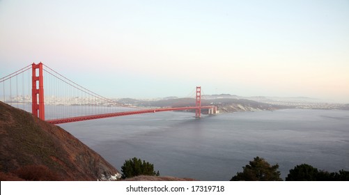 San Franscisco And The Golden Gate Bridge At Dusk