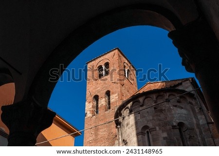 San Giusto (Saint Justus) Church medieval bell tower an apse in Lucca historica center