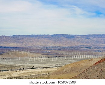 San Gorgonio Pass Wind Farm In Coachella Valley, Viewed From North Face Of San Jacinto Mountain, March 2017, Southern California