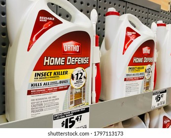 San Jose, CA - August, 11, 2020: Ortho Brand Of Large Spray Containers Of Home Defense All Insect And Bug Killer. 