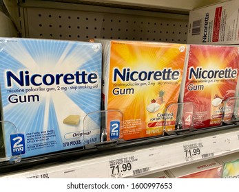 San Jose, CA - December 28, 2019: Nicorette Nicotine Polacrilex 2mg Stop Smoking Aid Chewing Gum. 