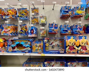 San Jose, CA - December 28, 2019: Paw Patrol Action Figure Toys On A Shelf At Target Store.