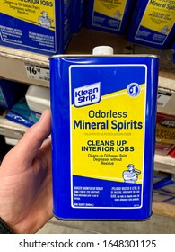 San Jose, CA - February 17, 2020: One Quart Of Odorless Mineral Spirits By Klean Strip, Used To Clean Oil Based Paints. 