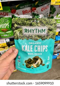 San Jose, CA - February 26, 2020: A Bag Of Organic Kale Chips Kool Ranch Flavor. By Rhythm Company.