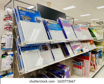 San Jose, CA - January 31, 2020: Shelves Full Of Air Filters For Home HVAC Systems Inside A Target Store. 