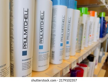 San Jose, CA - July 16, 2022: Selective Focus On Paul Mitchell Shampoo Bottles On A Shelf.