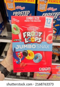 San Jose, CA - June 13, 2022: Box Of Froot Loops Jumbo Snax Packs.