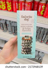 San Jose, CA - June 13, 2022: A Pack Of Mint Creme And Fudge Filled Cookies By Favorite Day Brand.