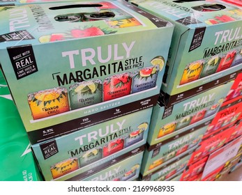 San Jose, CA - June 15, 2022: Cases Of Truly Margarita Style Mix Pack Of Canned Hard Seltzer.