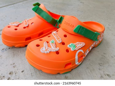 San Jose, CA - June 4, 2022: New Crocs Shoes With A Design From Anwar Carrots Fashion Line.