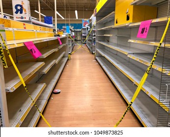 San Jose, CA - March 19, 2018: Toys R Us Closing Up To 182 Stores As Part Of Its Chapter 11 Bankruptcy. Going Out Of Business Sales Creating Empty Shelves Quickly In Many Locations.