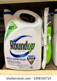 San Jose, CA - May 15, 2019: Roundup Weed & Grass Killer Spray In A Ready To Spray Gallon Sized Container. Manufactured By Monsanto Which Is Owned By Bayer.