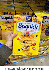 San Jose, CA - November 11, 2020: A Large Box Of Bisquick All Purpose Pancake And Baking Mix. 