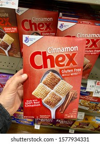 San Jose, CA - November 28, 2019: Cinnamon Flavored Chex Rice Cereal In A Box. 