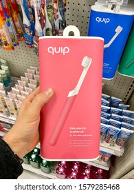 San Jose, CA - November 29, 2019: Quip Electric Toothbrush For Kids In Pink Color.