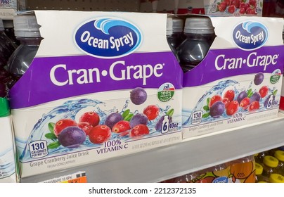 San Jose, CA - October 5, 2022: Case Of Ocean Spray Cranberry And Grape Juice.