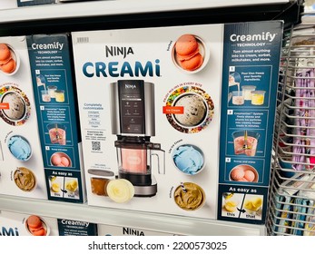 San Jose, CA - September 9, 2022: New Ninja Creami Ice Cream Maker Machine On A Shelf Inside A Big Box Store.