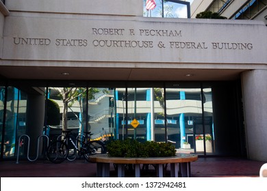 SAN JOSE, CA, USA - APRIL 17, 2019 - Robert F. Peckham federal building, home of the Social Security Administration and the Immigration  and Naturalization Service.