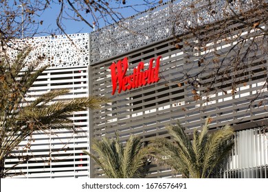 San Jose, CA, USA - Feb 10, 2020: Australian Shopping Centre Company Westfield Group's Logo Is Seen At Westfield Valley Fair Shopping Mall In San Jose, California.